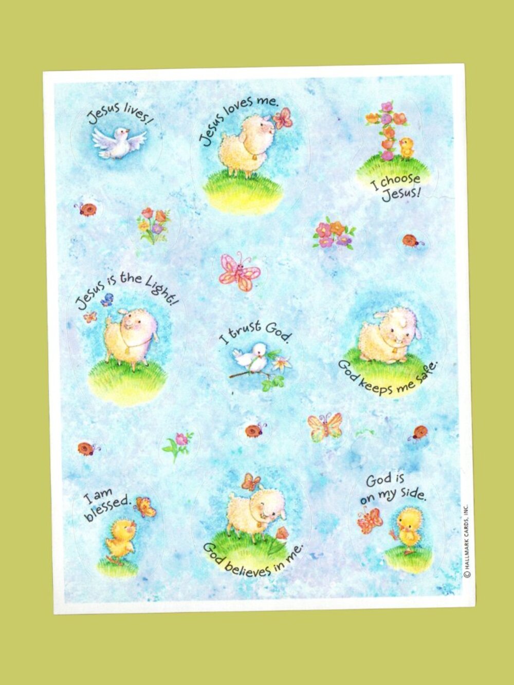 5/$20 Hallmark Christian Sticker Sheet Vintage 90s Lambs, Chicks & Blessings